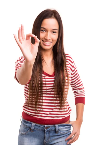 Mujer expresando positividad —  Fotos de Stock