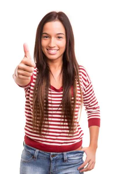 Mujer expresando positividad — Foto de Stock