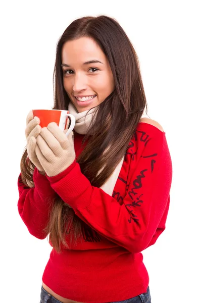 Mulher segurando um copo — Fotografia de Stock