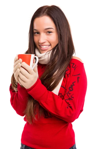 Vrouw met een beker — Stockfoto