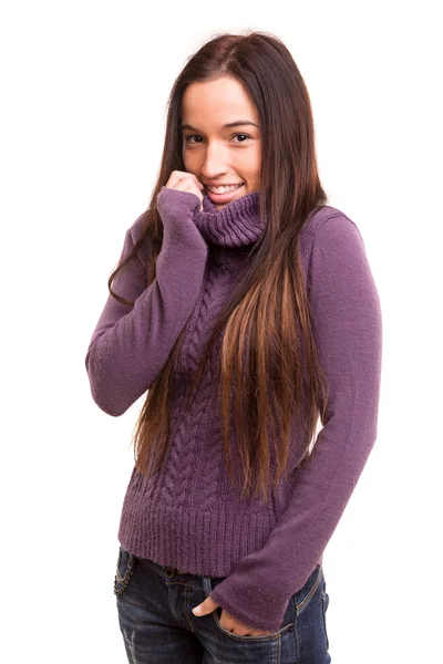 Vrouw draagt winterkleding — Stockfoto