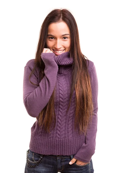 Vrouw draagt winterkleding — Stockfoto