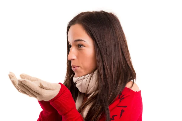 Woman blowing a kiss — Stock Photo, Image