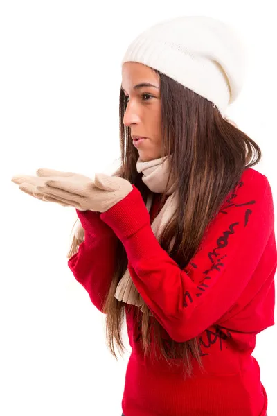 Woman blowing a kiss — Stock Photo, Image