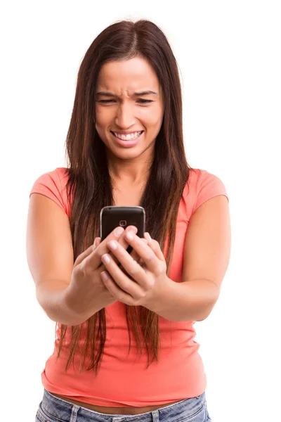 Vrouw met telefoon — Stockfoto