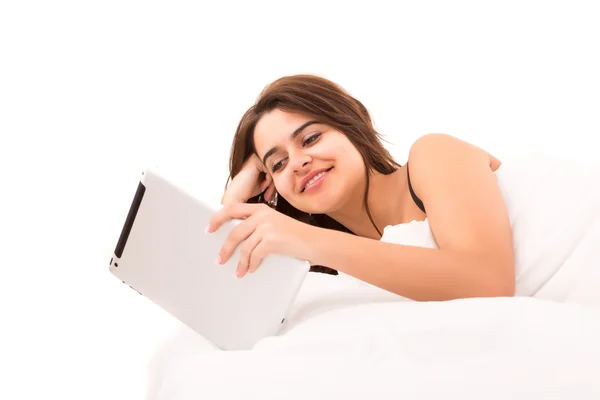 Vrouw in bed — Stockfoto