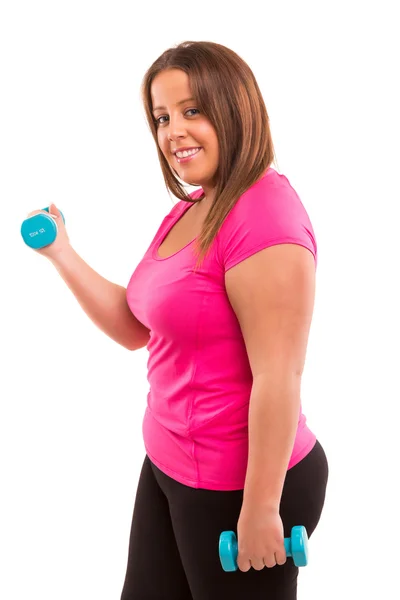 Mujer grande haciendo ejercicio — Foto de Stock