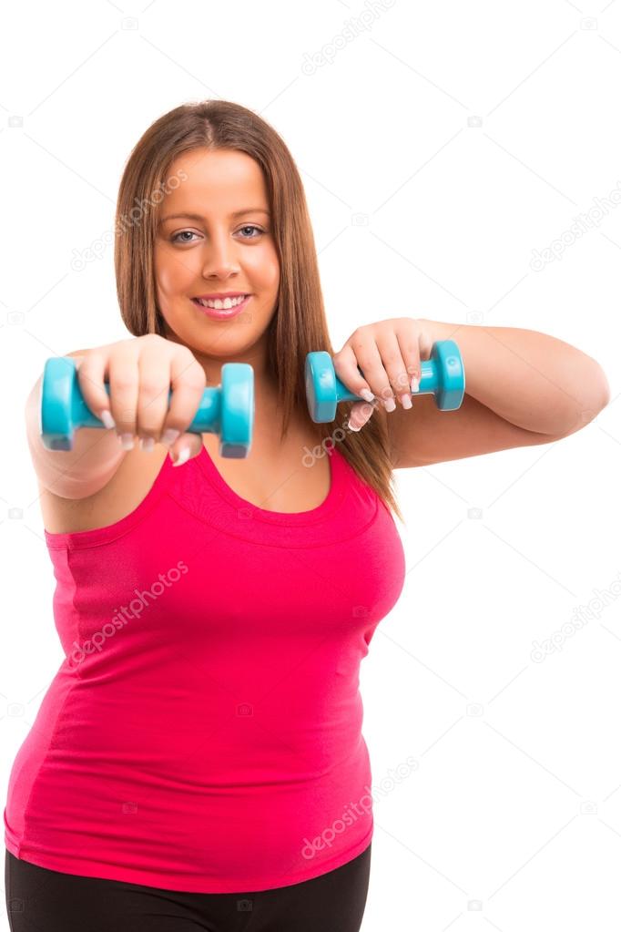 Large Woman exercising