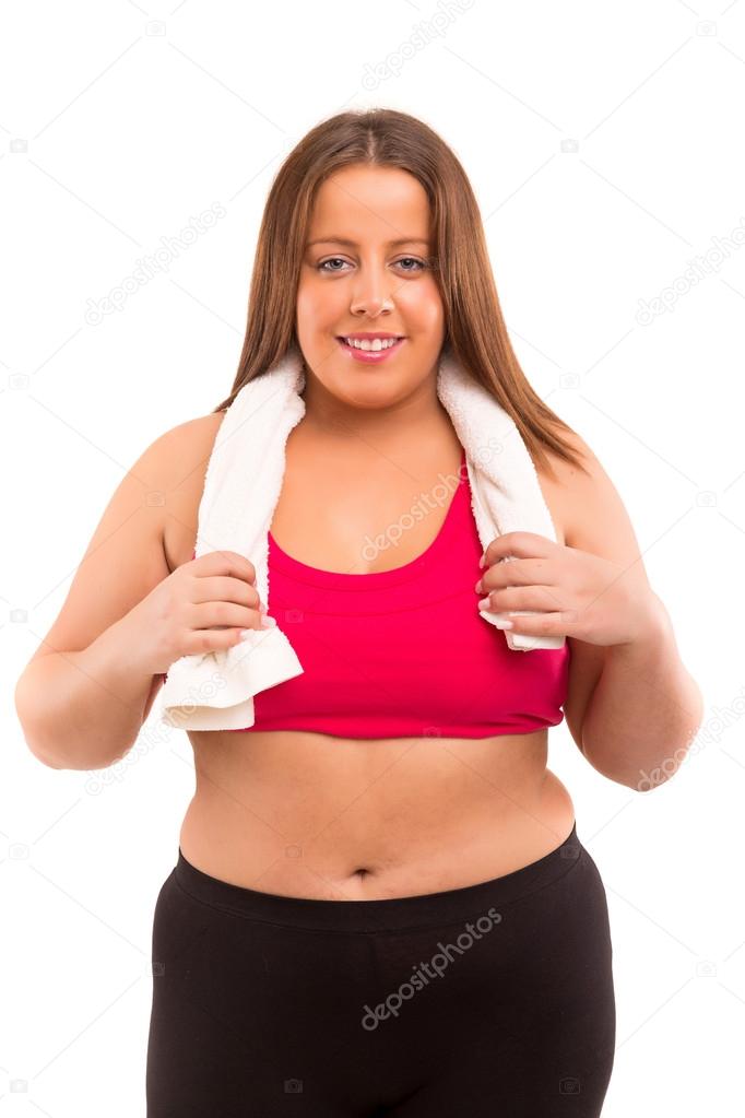 Large Woman exercising