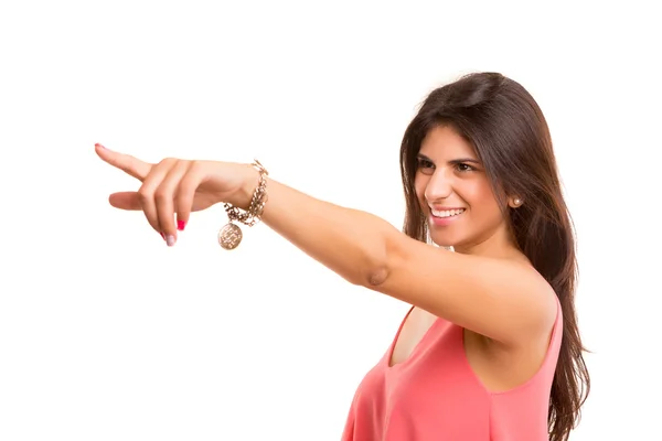 Woman pointing — Stock Photo, Image