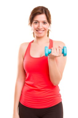 kadın dumbbell ile