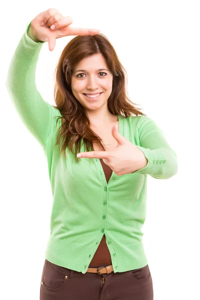 Woman making frame — Stock Photo, Image