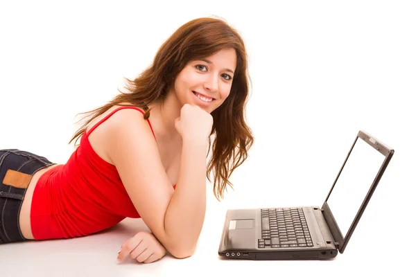 Student working with laptop — Stock Photo, Image