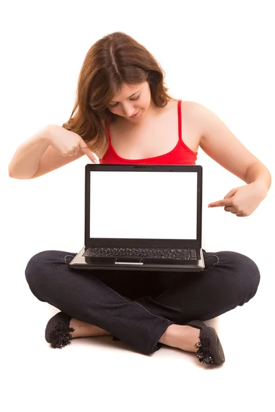 Mujer presentando — Foto de Stock