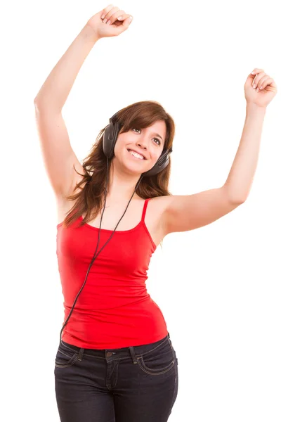 Woman listening to music — Stock Photo, Image