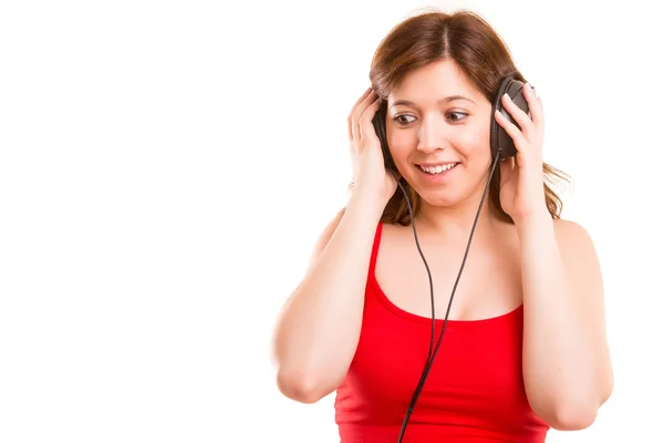 Femme écoutant de la musique — Photo