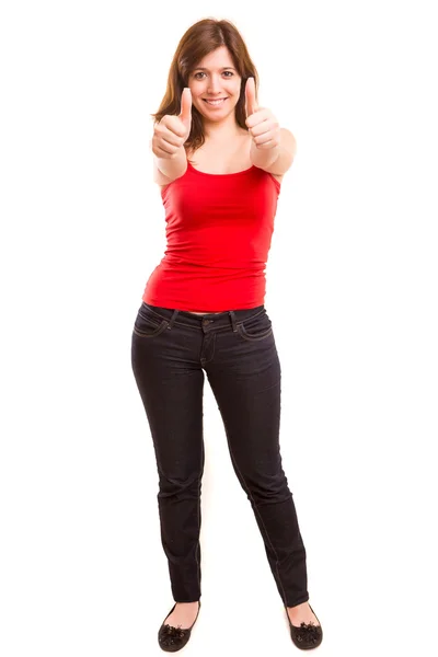 Woman showing ok sign — Stock Photo, Image