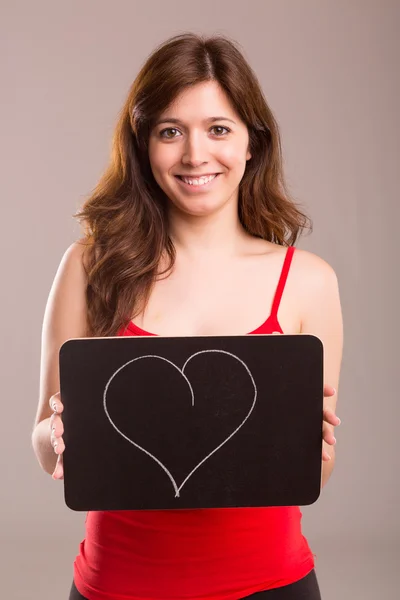 Frau mit Hitze an Bord — Stockfoto