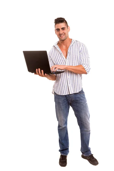 Muž pracující s laptopem — Stock fotografie