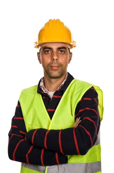 Young worker portrait in a white background — Stock Photo, Image