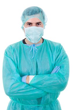 Beyaz arka plan üzerinde izole genç erkek doktor