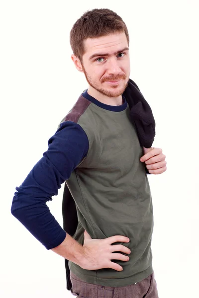 Retrato de hombre casual joven, aislado en blanco — Foto de Stock