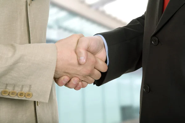 Business team hand shake at the office — Stock Photo, Image