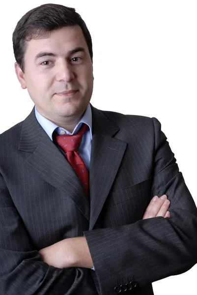 Fiatal üzleti férfi portré fehér háttér — Stock Fotó