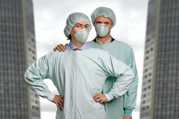 Two male young doctors at the hospital — Stock Photo, Image