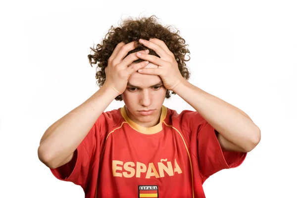 Spanish young man supporter, isolated on white — Stock Photo, Image