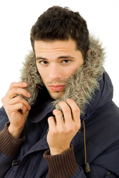 Jonge man gekleed voor de winter — Stockfoto