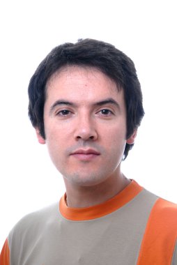 Genç casual erkek portre üzerinde beyaz izole