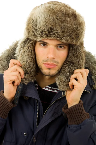 Mladý muž oblečený na zimu — Stock fotografie
