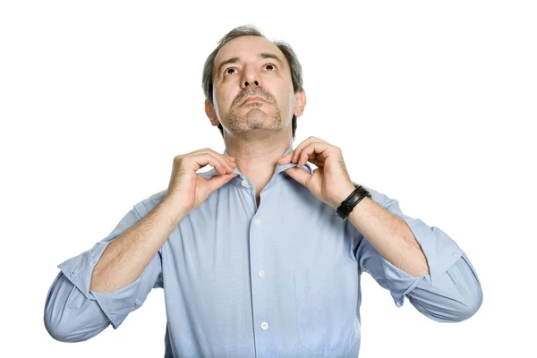 Retrato de hombre casual maduro, aislado en blanco —  Fotos de Stock