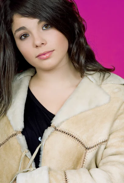 Young woman portrait isolated on red background — Stock Photo, Image