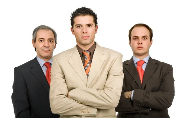 Tres hombres de negocios aislados sobre fondo blanco — Foto de Stock