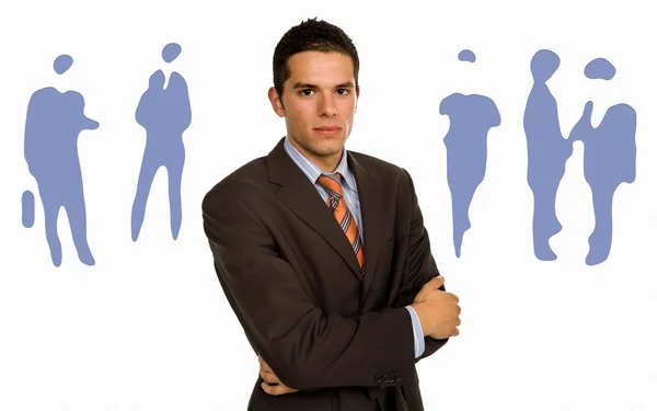 Retrato de homem de negócios com algumas figuras nas costas — Fotografia de Stock
