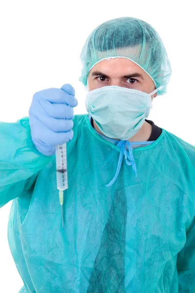 Jeune homme médecin, isolé sur fond blanc — Photo