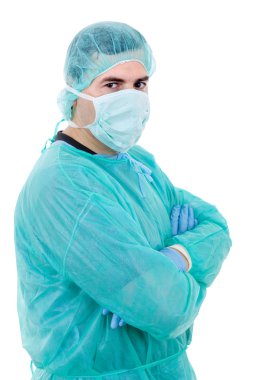 Beyaz arka plan üzerinde izole genç erkek doktor