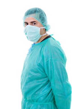 Beyaz arka plan üzerinde izole genç erkek doktor