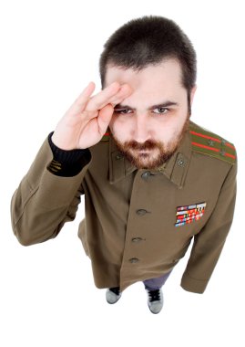 Rus askeri, stüdyo giyinmiş genç adam