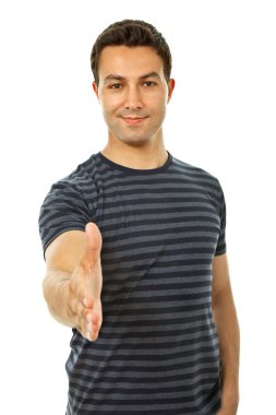 Genç casual adam el sallamak sunan