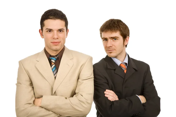 Dva mladí podnikání muži portrét na bílém pozadí — Stock fotografie