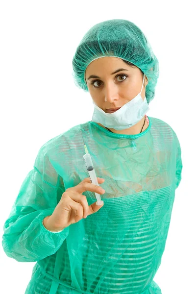 Portrait of nurse with a syringe — Stock Photo, Image