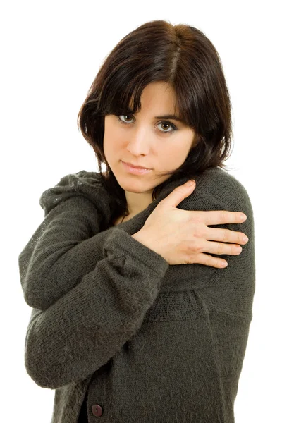 Young beautiful woman portrait, isolated on white — Stock Photo, Image