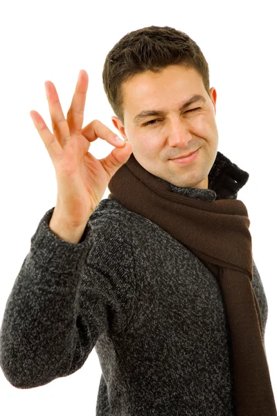 Successful casual man showing three fingers — Stock Photo, Image