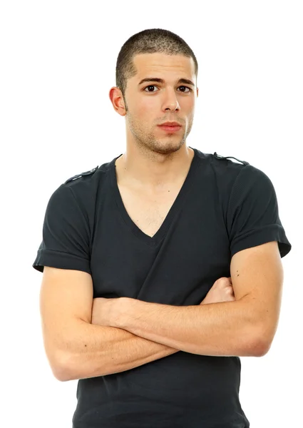 Retrato de hombre casual joven, aislado en blanco — Foto de Stock