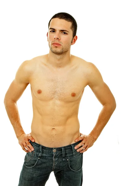 Young sensual man on a white background — Stock Photo, Image