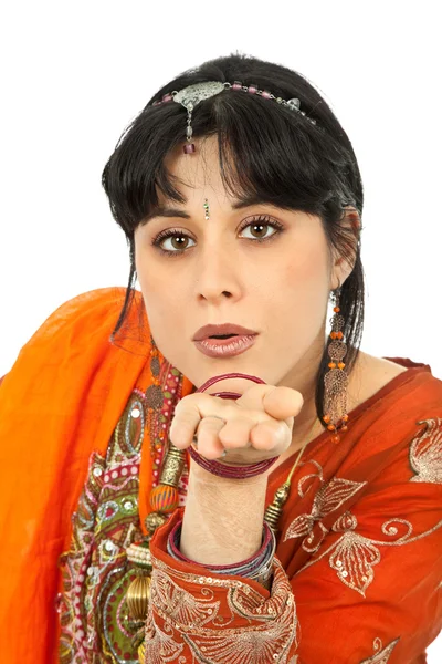 Young woman in a hindu dress — Stock Photo, Image