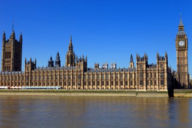 Londra görünümü, büyük ben, Parlamento, köprü ve river thames